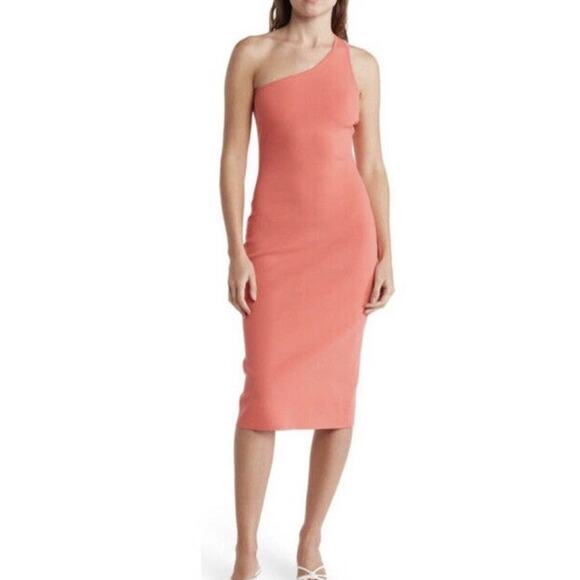 NWT ALC Colby One Shoulder Midi Dress in Rouge MEDIUM - Picture 1 of 9